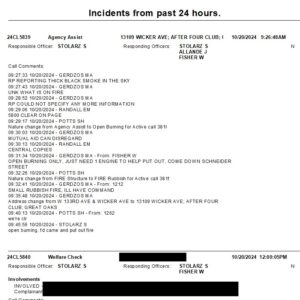 Summary Incident Report Screenshot
